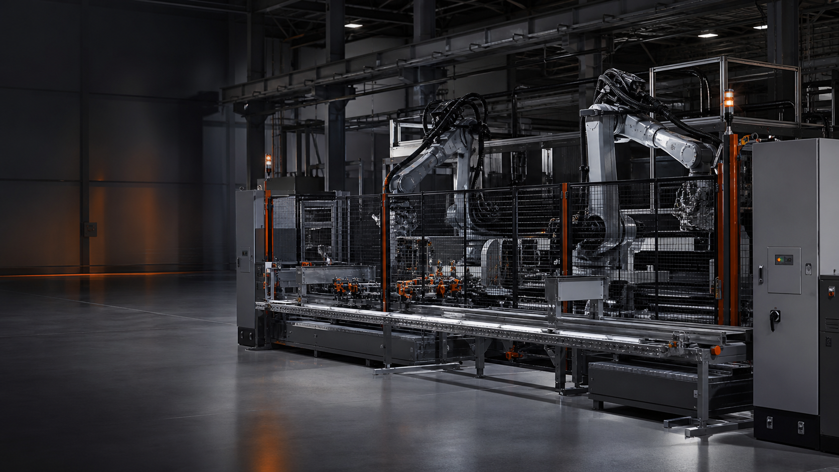 Modern robotic automation cell in a manufacturing facility